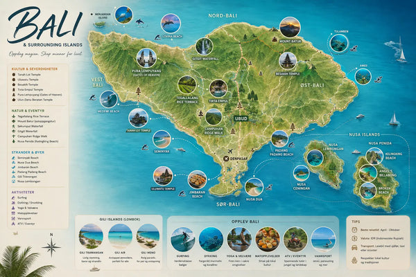 Kart over Bali 2026 norsk reisebyrå